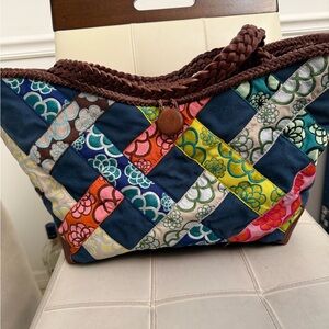 Hadley Pollet Large Departure Tote Canvas Leather Jacquard Ribbon Retail $692